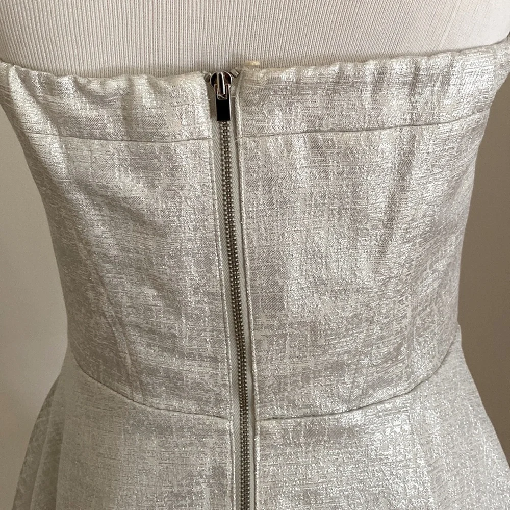 NWT EXPRESS Metallic Silver A-Line Strapless Party  Dress Size 6 - Picture 6 of 12